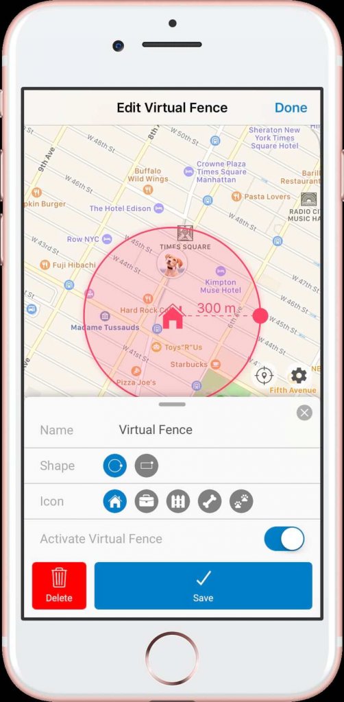 Virtual fence on mobile app