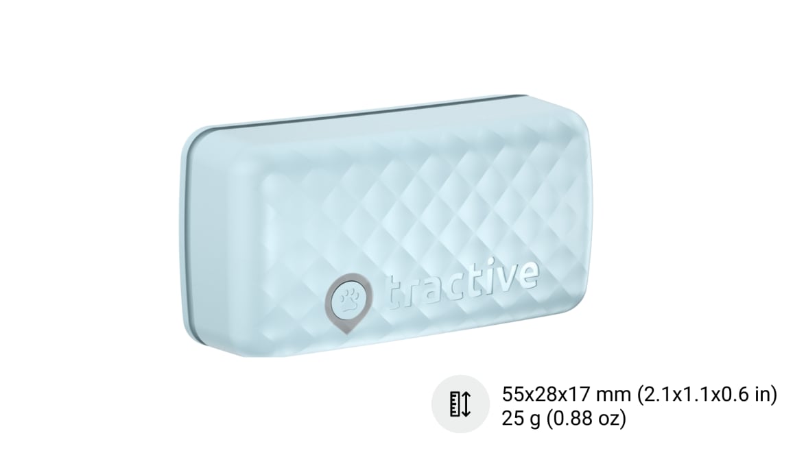 Close-up view of new Tractive GPS CAT 4