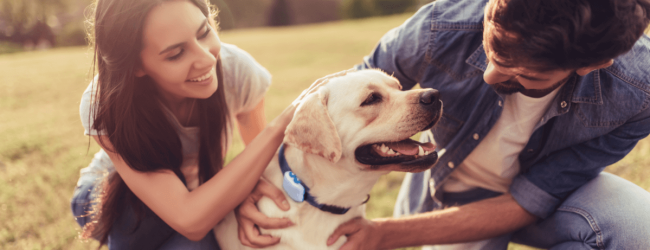 Man and woman with dog